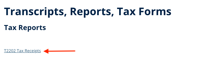 Screenshot of T2202 Tax Receipt Tax Report